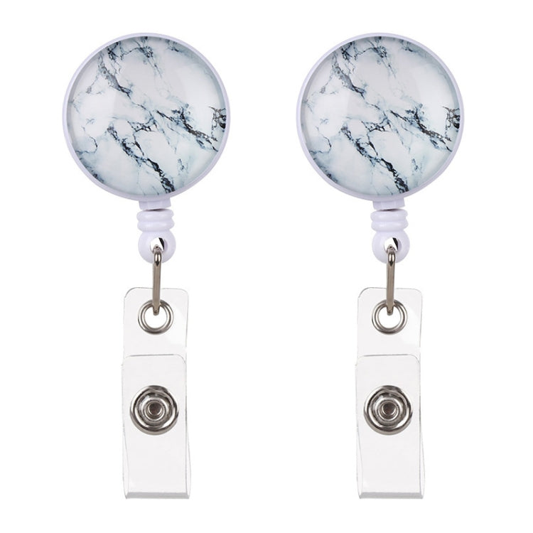 2 PCS Night Starry Sky Marble Crack Puller Retractable Buckle Lanyard Business Key Buckle Card Holder, Dark Blue Starry Crocodile Clip, Marble Alligator Clip, Aqua Blue Crocodile Clip