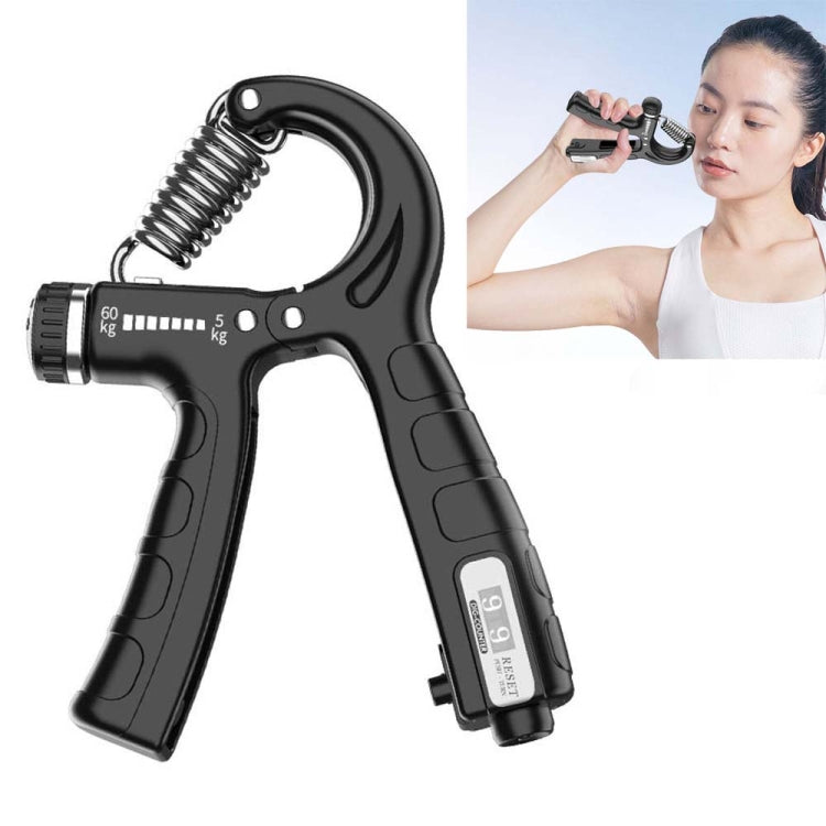 5-60kg Adjustable Mechanical Counting Gripper Finger Strength Training Device, 5-60kg Black