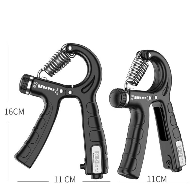 5-60kg Adjustable Mechanical Counting Gripper Finger Strength Training Device, 5-60kg Black