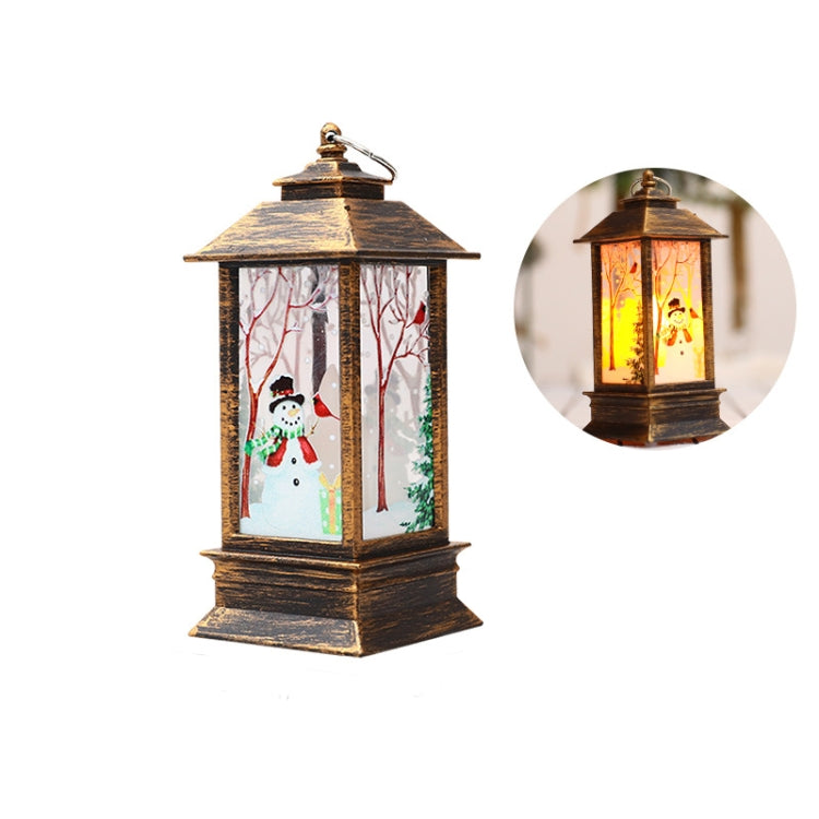 Christmas Flame Lantern Christmas Decoration LED Luminous Ornament Candlestick Lamp, White Elk, White Snowman, Red Santa, Bronze Elk, Bronze Snowman, Bronze Santa, White Angel, Large 77 x 77 x 195mm