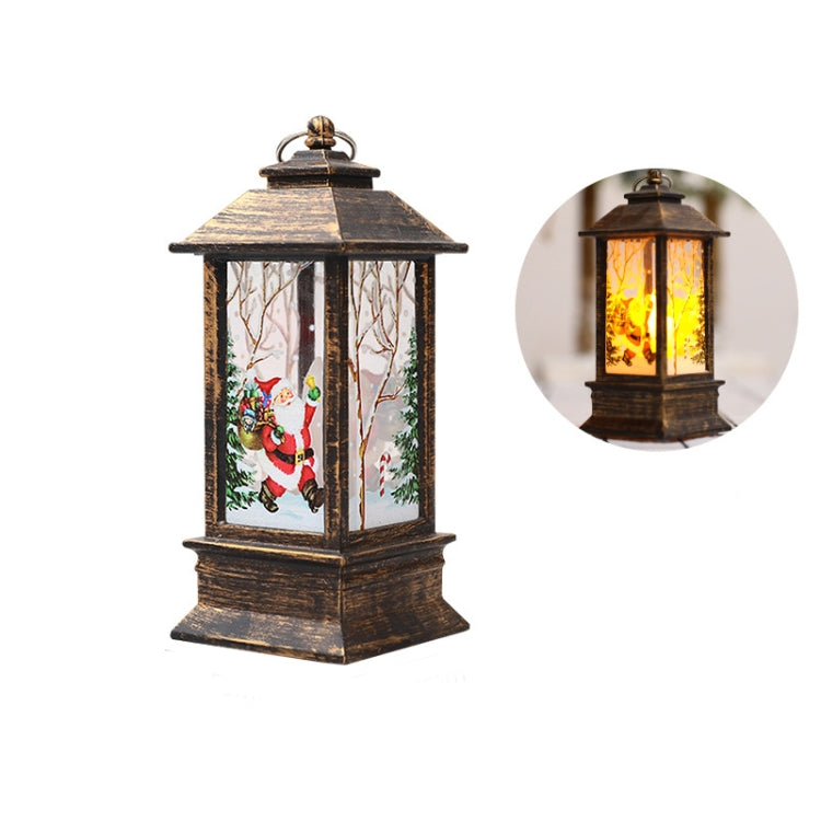 Christmas Flame Lantern Christmas Decoration LED Luminous Ornament Candlestick Lamp, White Elk, White Snowman, Red Santa, Bronze Elk, Bronze Snowman, Bronze Santa, White Angel, Large 77 x 77 x 195mm
