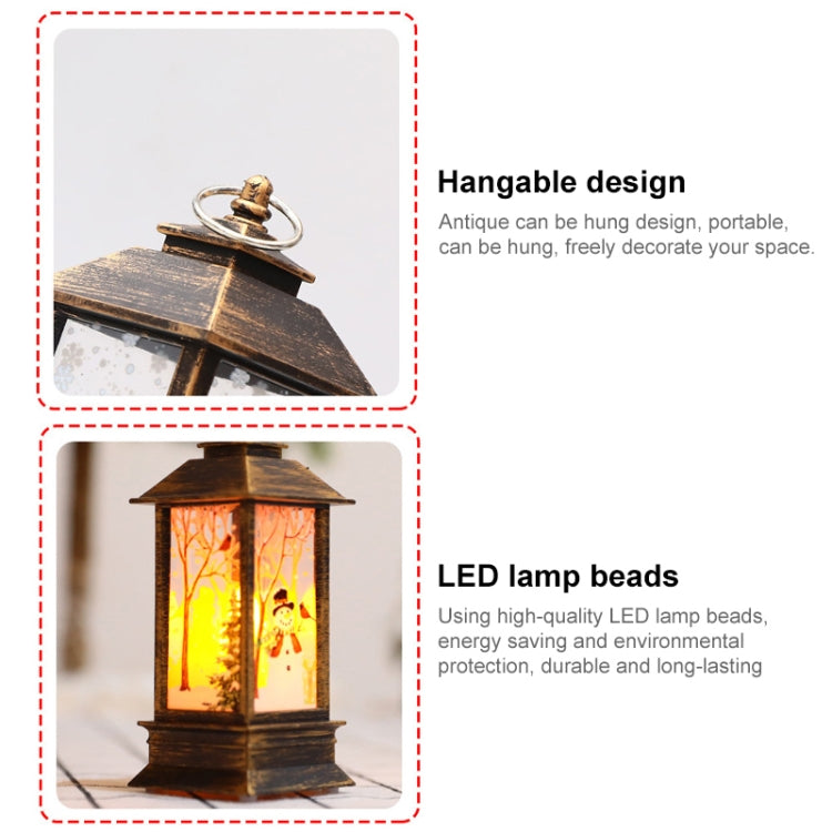Christmas Flame Lantern Christmas Decoration LED Luminous Ornament Candlestick Lamp, White Elk, White Snowman, Red Santa, Bronze Elk, Bronze Snowman, Bronze Santa, White Angel, Large 77 x 77 x 195mm