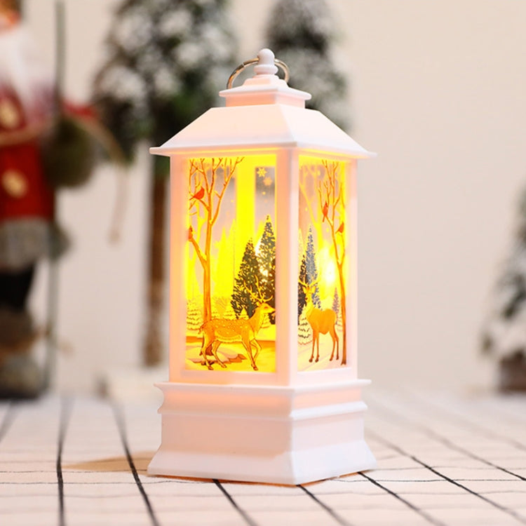 Christmas Flame Lantern Christmas Decoration LED Luminous Ornament Candlestick Lamp, White Elk, White Snowman, Red Santa, Bronze Elk, Bronze Snowman, Bronze Santa, White Angel, Large 77 x 77 x 195mm