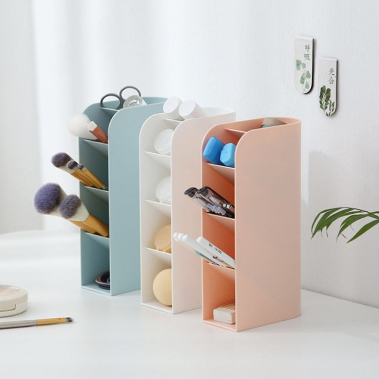 Multifunctional Home Furnishing Vertical Desktop Plastic Makeup Storage Box Student Stationery Pen Holder, Pink, Blue, White