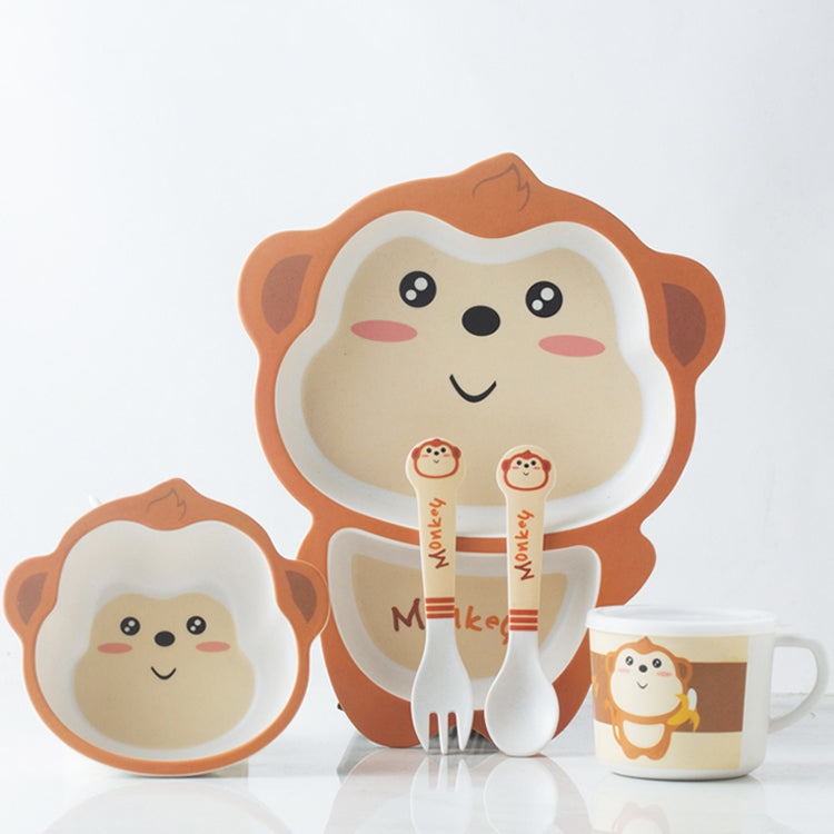 Bamboo Fiber Children Tableware Set Household Cute Cartoon Baby Food Supplement Plate Set, 040 Giraffe, 041 Cow, 042 Lion, 043 Monkey, 044 Panda, 045 Frog