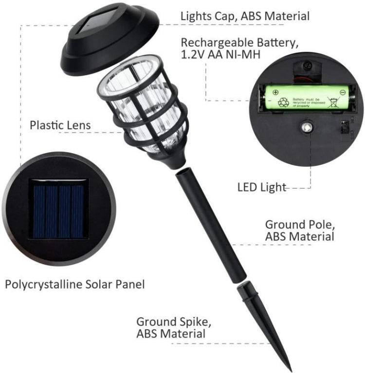 2 PCS Solar Striped Lawn Light LED Outdoor Waterproof Garden Park Landscape Light
