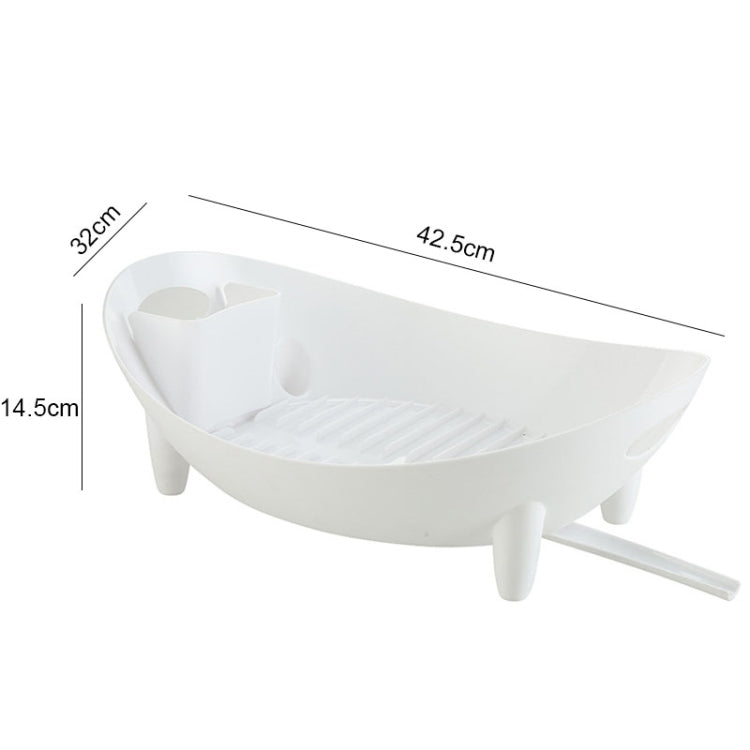 Tableware Storage Drain Dish Rack Multi-function Kitchen Utensil Rack, White, Gray