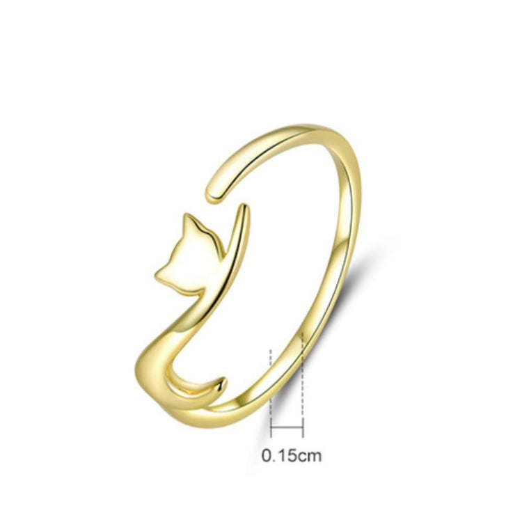 Naughty Cat Sterling Silver Ring Fashion Open Ring, SCR220-B, SCR220