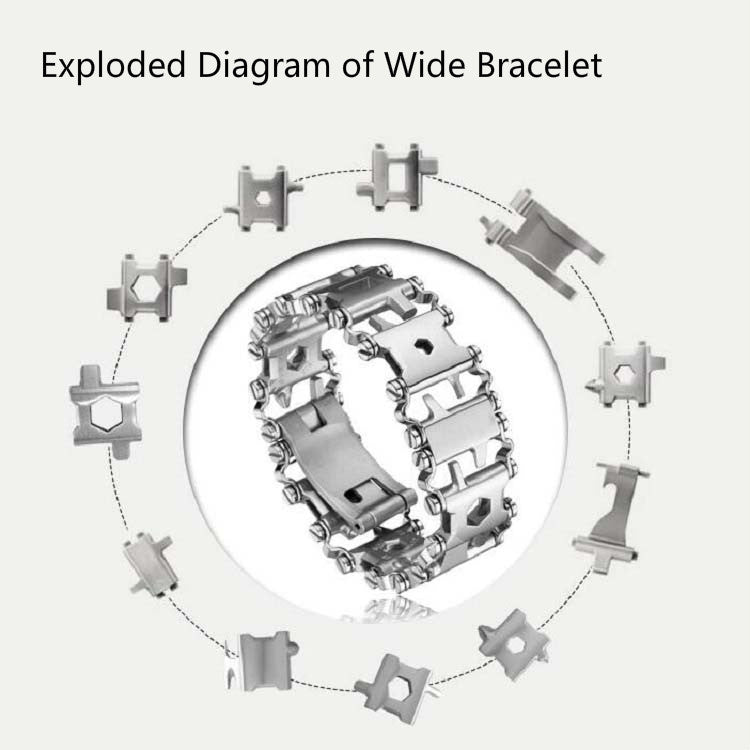 Multifunctional Stainless Steel Outdoor Survive Tool Bracelet for Men
