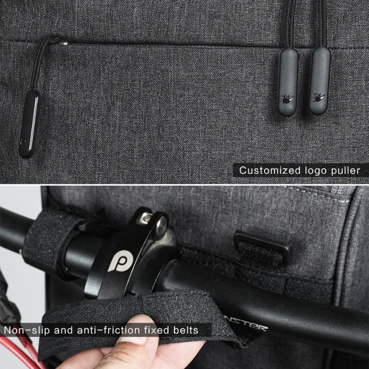 Rhinowalk Bicycle Front Bag Large Capacity Multi-function Handle Bag Folding Bike Electric Bicycle Bag, Full Black, Dark Gray, Light Rose Red