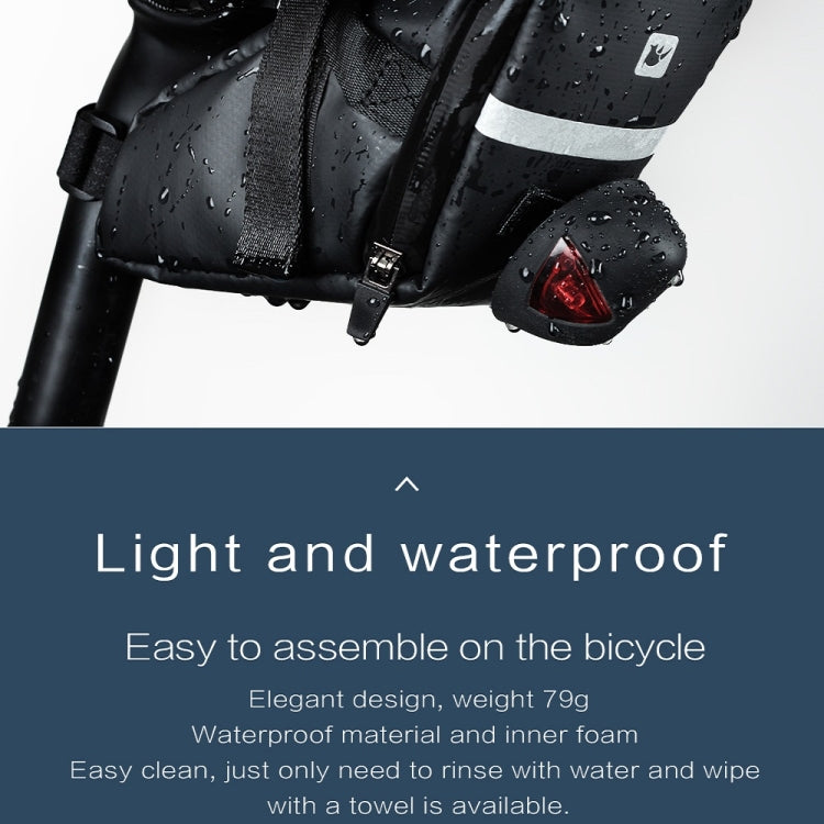 Rhinowalk Bicycle Tail Saddle Bag Waterproof Lightweight Mountain Bike Tool Bag Cycling Equipment, Carbon Fiber Black, Matte Black