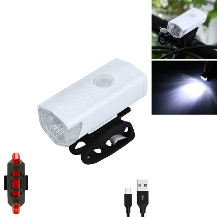 Bicycle USB Charging Headlight Lighting Cycling Equipment, 2255 Light (White), 2255 Light+Ruby Taillight (White), 2255 Light+928 Red Taillight (White), 2255 Light+928 Red Taillight (Black)
