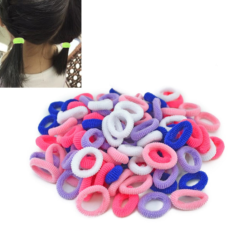 100 PCS Colorful Child Cute Rubber Hair Band, Mixed color, Multicolour, White, Black