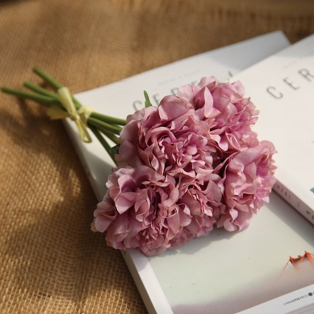 5 Heads Fake Flowers Artificial Flowers Peony Bouquet for Wedding and Home Decoration
