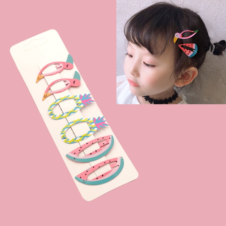 6 PCS/Set Kids Hair Accessories Fruit Hairpins Cartoon Rainbow Hair Clip, New Bird pineapple 8#, Bird pineapple 6#, Ice cream 1#, Mermaid 2#, Candy rainbow 5#, Red Mermaid 4#, Blue Mermaid 3#, Strawberry watermelon 7#