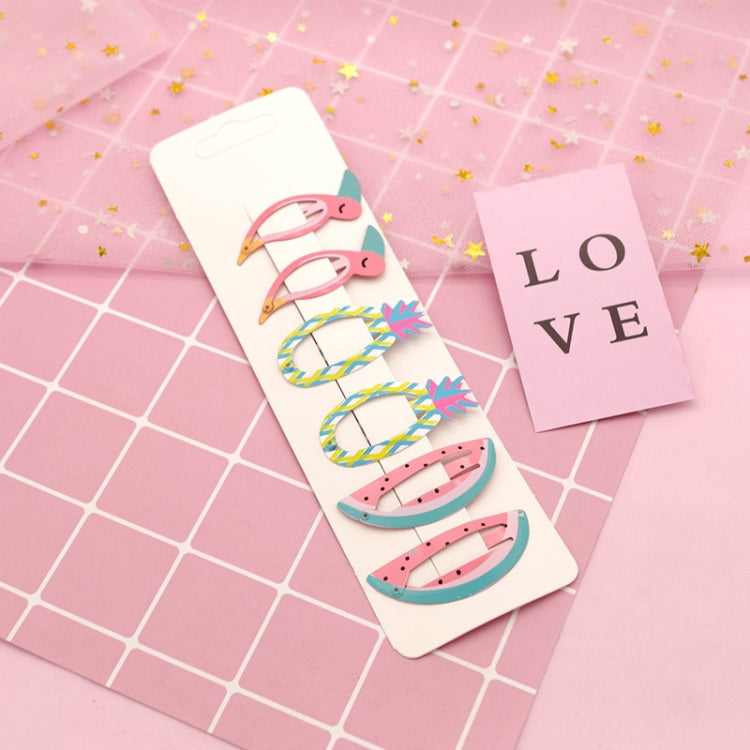 6 PCS/Set Kids Hair Accessories Fruit Hairpins Cartoon Rainbow Hair Clip, New Bird pineapple 8#, Bird pineapple 6#, Ice cream 1#, Mermaid 2#, Candy rainbow 5#, Red Mermaid 4#, Blue Mermaid 3#, Strawberry watermelon 7#