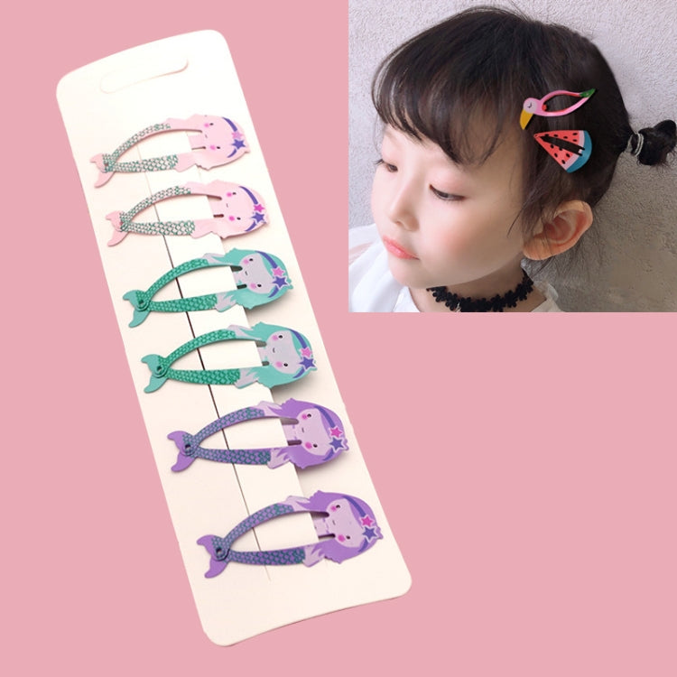 6 PCS/Set Kids Hair Accessories Fruit Hairpins Cartoon Rainbow Hair Clip, New Bird pineapple 8#, Bird pineapple 6#, Ice cream 1#, Mermaid 2#, Candy rainbow 5#, Red Mermaid 4#, Blue Mermaid 3#, Strawberry watermelon 7#