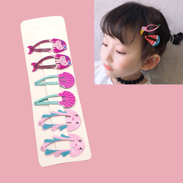 6 PCS/Set Kids Hair Accessories Fruit Hairpins Cartoon Rainbow Hair Clip, New Bird pineapple 8#, Bird pineapple 6#, Ice cream 1#, Mermaid 2#, Candy rainbow 5#, Red Mermaid 4#, Blue Mermaid 3#, Strawberry watermelon 7#