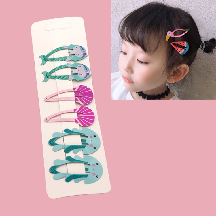 6 PCS/Set Kids Hair Accessories Fruit Hairpins Cartoon Rainbow Hair Clip, New Bird pineapple 8#, Bird pineapple 6#, Ice cream 1#, Mermaid 2#, Candy rainbow 5#, Red Mermaid 4#, Blue Mermaid 3#, Strawberry watermelon 7#