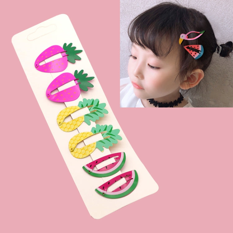 6 PCS/Set Kids Hair Accessories Fruit Hairpins Cartoon Rainbow Hair Clip, New Bird pineapple 8#, Bird pineapple 6#, Ice cream 1#, Mermaid 2#, Candy rainbow 5#, Red Mermaid 4#, Blue Mermaid 3#, Strawberry watermelon 7#