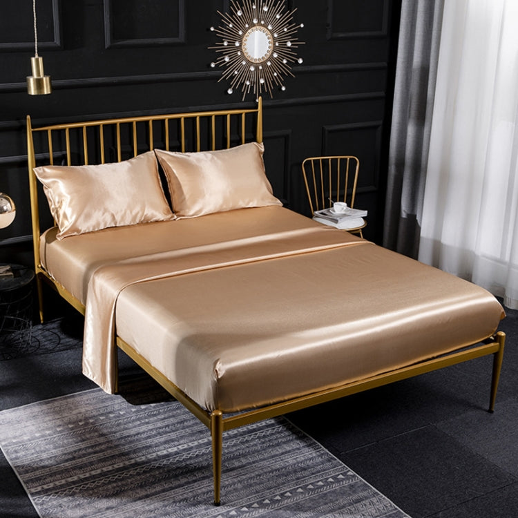 Home Ice Silk Simulation Silk Four-Piece Pillowcase Flat Sheet Fitted Sheet Set, US-Full/UK-D:138x190x35cm, US-Queen/UK-K:153x203x35cm, US-King:198x203x35cm, UK-SK:180x200x35cm, US-King: 198x203x35cm
