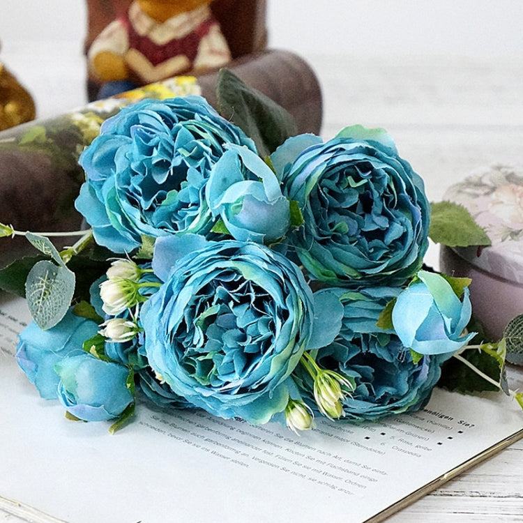 Beautiful Rose Peony Artificial Silk Flowers Small Bouquet Fores Home Party Spring Wedding Decoration Fake Flower, Pink, White, Blue, Pink and dark pink, Purple, Dark Pink, Orange, Red