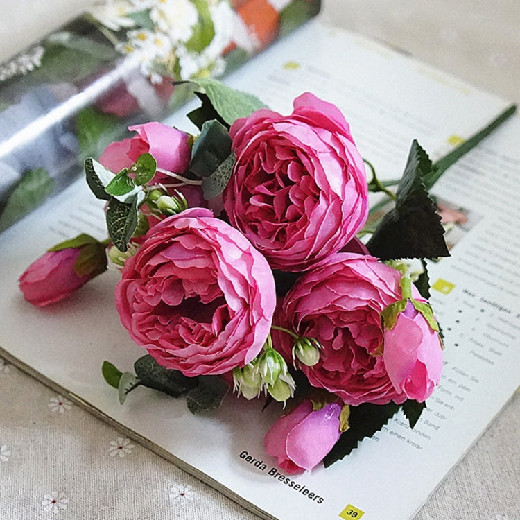 Beautiful Rose Peony Artificial Silk Flowers Small Bouquet Fores Home Party Spring Wedding Decoration Fake Flower, Pink, White, Blue, Pink and dark pink, Purple, Dark Pink, Orange, Red