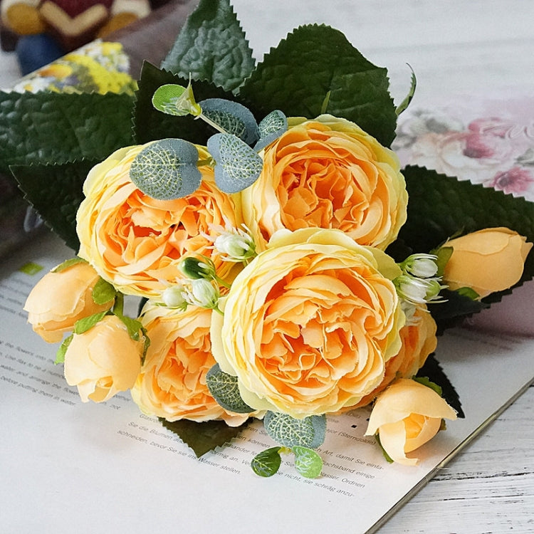 Beautiful Rose Peony Artificial Silk Flowers Small Bouquet Fores Home Party Spring Wedding Decoration Fake Flower, Pink, White, Blue, Pink and dark pink, Purple, Dark Pink, Orange, Red