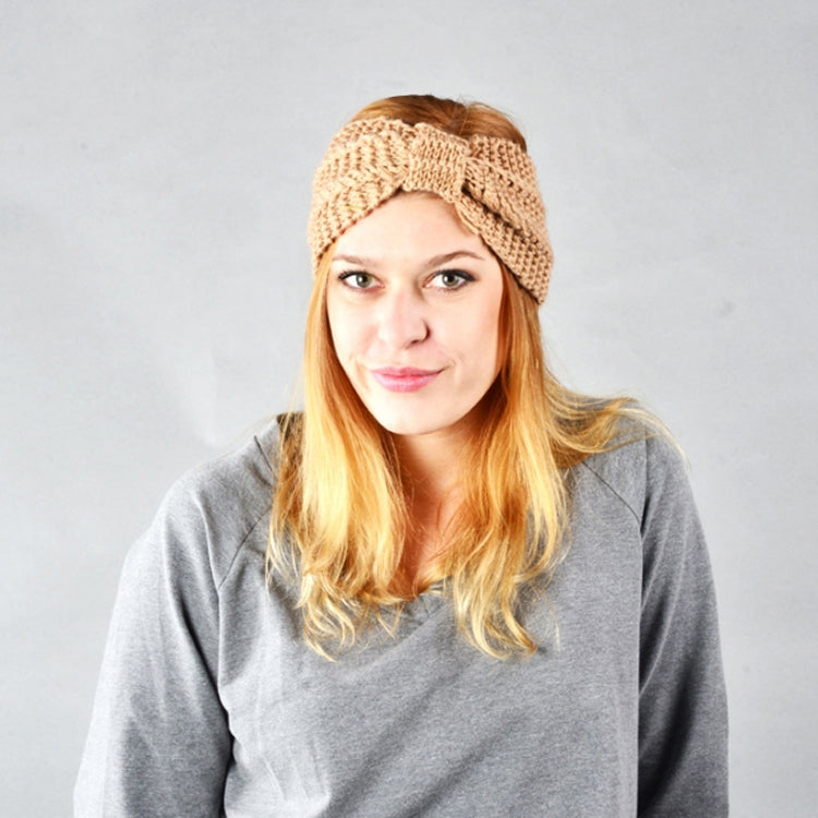 Winter Knitted Headband Turban Women Crochet Bow Wide Stretch Hairband Head Wrap, Black, Navy Blue, Dark Grey, Grey, Wine, Red, Khaki, White, Light Green