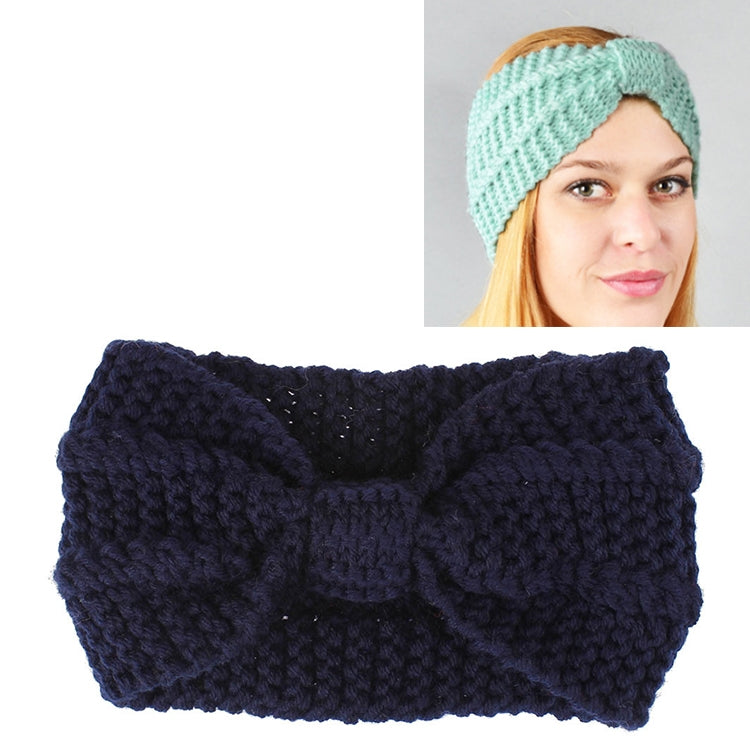 Winter Knitted Headband Turban Women Crochet Bow Wide Stretch Hairband Head Wrap, Black, Navy Blue, Dark Grey, Grey, Wine, Red, Khaki, White, Light Green