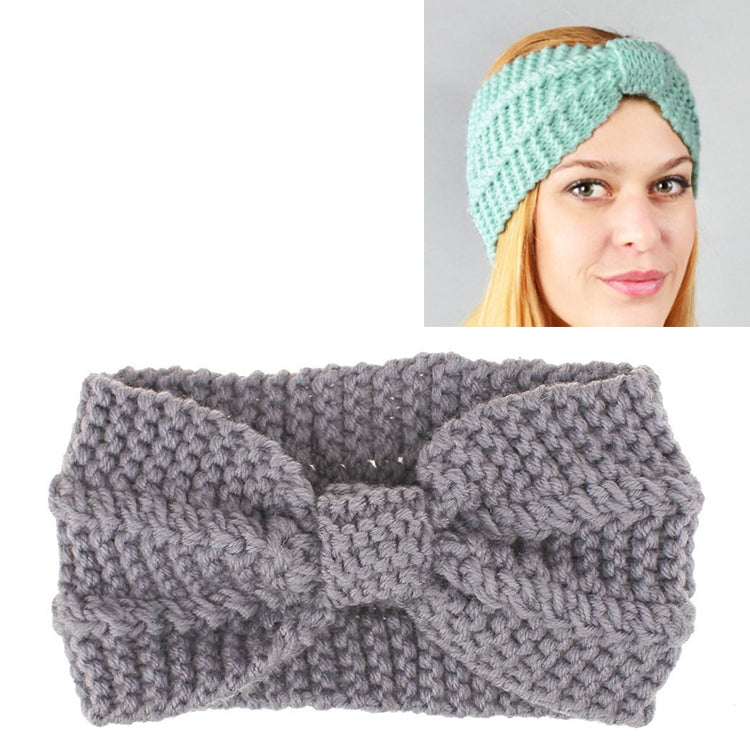 Winter Knitted Headband Turban Women Crochet Bow Wide Stretch Hairband Head Wrap, Black, Navy Blue, Dark Grey, Grey, Wine, Red, Khaki, White, Light Green