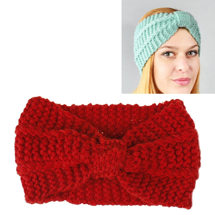 Winter Knitted Headband Turban Women Crochet Bow Wide Stretch Hairband Head Wrap, Black, Navy Blue, Dark Grey, Grey, Wine, Red, Khaki, White, Light Green