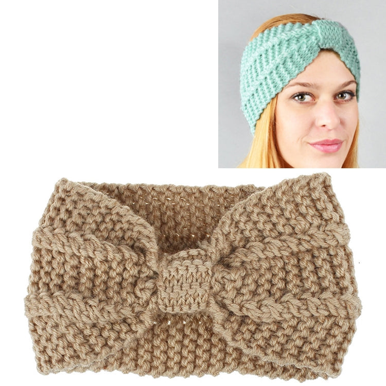Winter Knitted Headband Turban Women Crochet Bow Wide Stretch Hairband Head Wrap, Black, Navy Blue, Dark Grey, Grey, Wine, Red, Khaki, White, Light Green