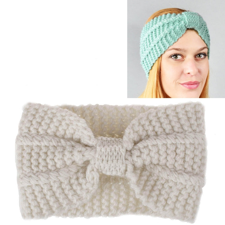 Winter Knitted Headband Turban Women Crochet Bow Wide Stretch Hairband Head Wrap, Black, Navy Blue, Dark Grey, Grey, Wine, Red, Khaki, White, Light Green