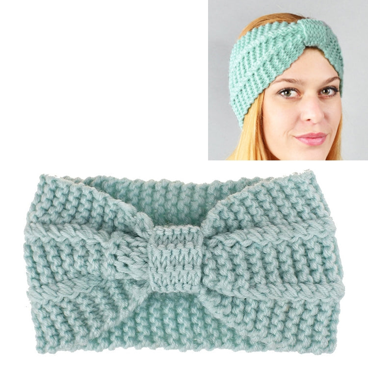 Winter Knitted Headband Turban Women Crochet Bow Wide Stretch Hairband Head Wrap, Black, Navy Blue, Dark Grey, Grey, Wine, Red, Khaki, White, Light Green