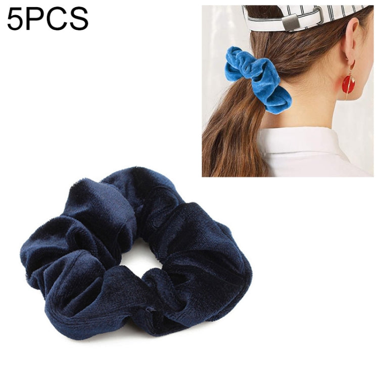 5 PCS Velvet Solid Color Elastic Hair Bands Ponytail Holder Scrunchies Tie Hair Rubber Band Headband, Deep Blue, Grey, Pink, Black, Green, Purple, Dark Brown, Coffee, Red, Dark purple, Blue, Dark gray