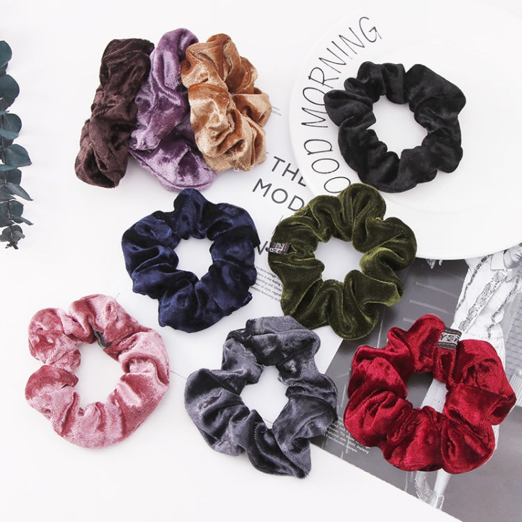 5 PCS Velvet Solid Color Elastic Hair Bands Ponytail Holder Scrunchies Tie Hair Rubber Band Headband, Deep Blue, Grey, Pink, Black, Green, Purple, Dark Brown, Coffee, Red, Dark purple, Blue, Dark gray