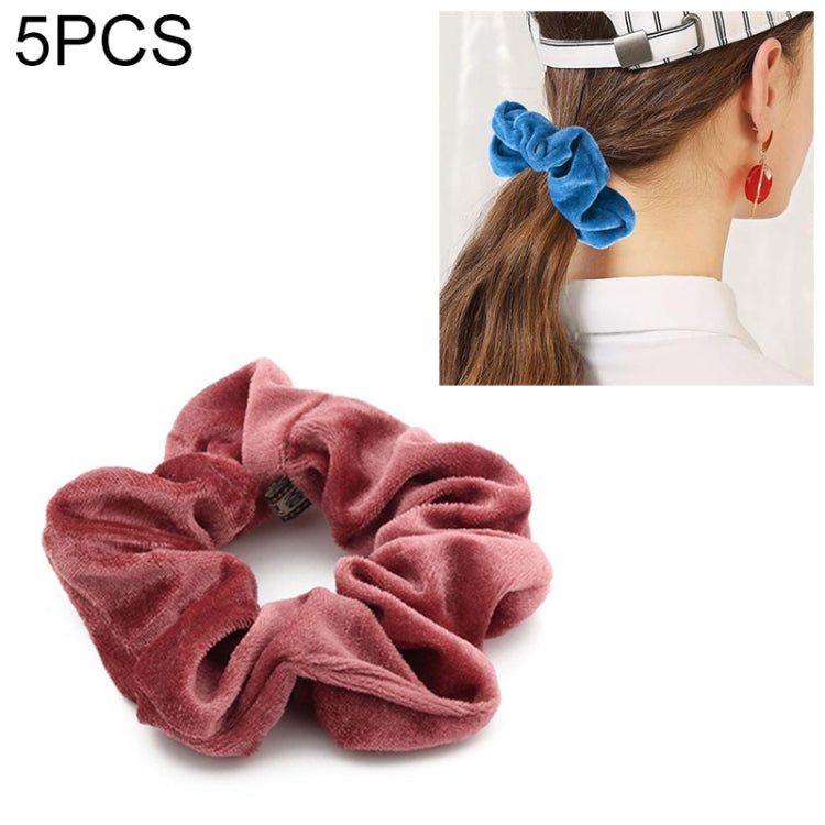5 PCS Velvet Solid Color Elastic Hair Bands Ponytail Holder Scrunchies Tie Hair Rubber Band Headband, Deep Blue, Grey, Pink, Black, Green, Purple, Dark Brown, Coffee, Red, Dark purple, Blue, Dark gray