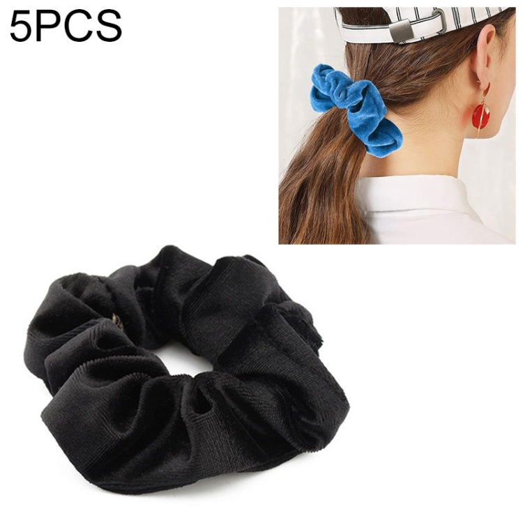 5 PCS Velvet Solid Color Elastic Hair Bands Ponytail Holder Scrunchies Tie Hair Rubber Band Headband, Deep Blue, Grey, Pink, Black, Green, Purple, Dark Brown, Coffee, Red, Dark purple, Blue, Dark gray