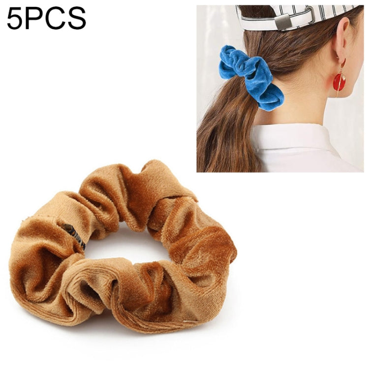 5 PCS Velvet Solid Color Elastic Hair Bands Ponytail Holder Scrunchies Tie Hair Rubber Band Headband, Deep Blue, Grey, Pink, Black, Green, Purple, Dark Brown, Coffee, Red, Dark purple, Blue, Dark gray
