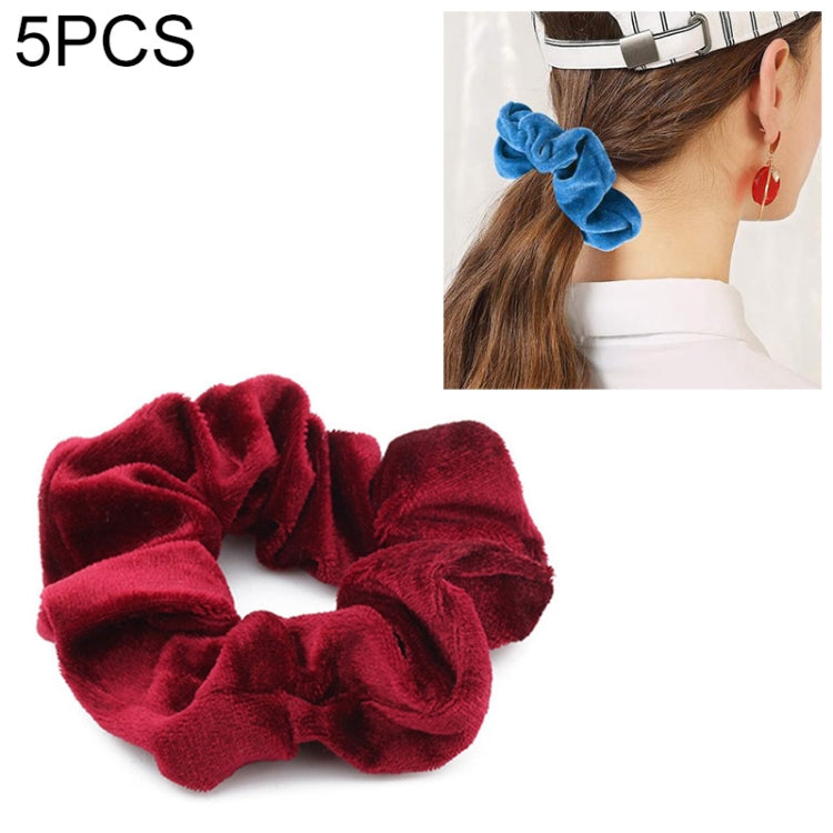 5 PCS Velvet Solid Color Elastic Hair Bands Ponytail Holder Scrunchies Tie Hair Rubber Band Headband, Deep Blue, Grey, Pink, Black, Green, Purple, Dark Brown, Coffee, Red, Dark purple, Blue, Dark gray
