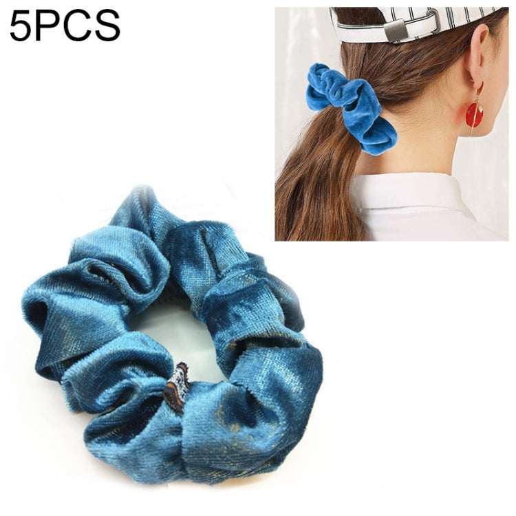 5 PCS Velvet Solid Color Elastic Hair Bands Ponytail Holder Scrunchies Tie Hair Rubber Band Headband, Deep Blue, Grey, Pink, Black, Green, Purple, Dark Brown, Coffee, Red, Dark purple, Blue, Dark gray