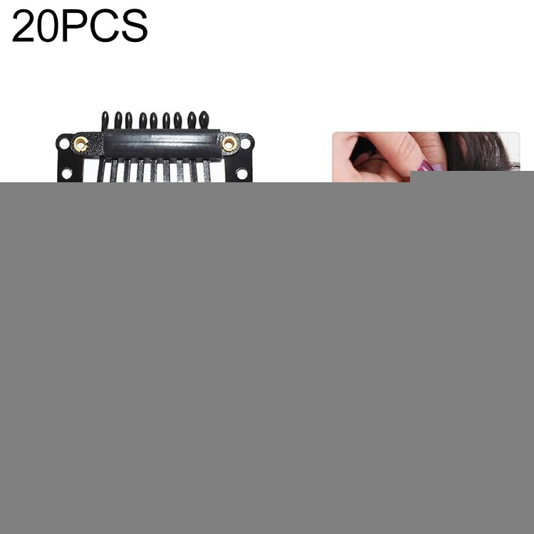 20 PCS 32mm 9-teeth Hair Extension Clips Snap Metal Clips With Silicone Back