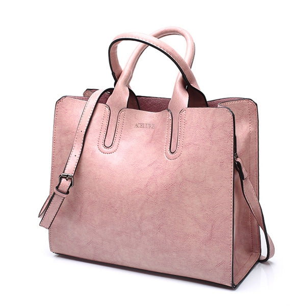 Leather Handbags Big Women Bag Casual Female Bags Trunk Tote Shoulder Bag Ladies Large Bolsos, Gray, Brown, Black, Green, Blue, Coffee, Burgundy, Pink