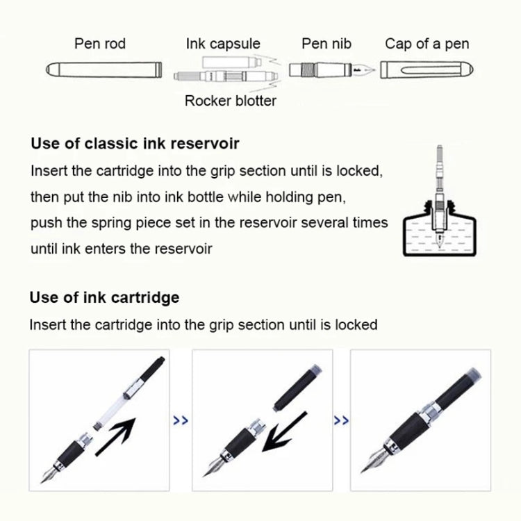 X750 Stationery Stainless Steel Fountain Pen Medium Nib Ink Pens School Oiifice Gift, 0.5mm, 1.1mm