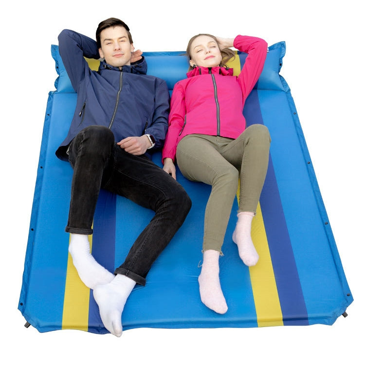 Color Matching Automatic Inflatable Outdoor Sports Double Camping Air Cushion, 190x130x3.5cm Green, 190x130x3.5cm Blue, 190x130x3.5cm Orange