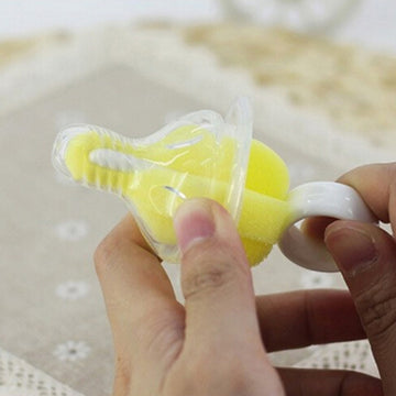5 PCS 360 Degree Rotating Sponge yellow Baby Nipple Brush Babies Teat Cleaning Feeding Bottle Brushes Infant Pacifier Cleaner, Bottle Brushes