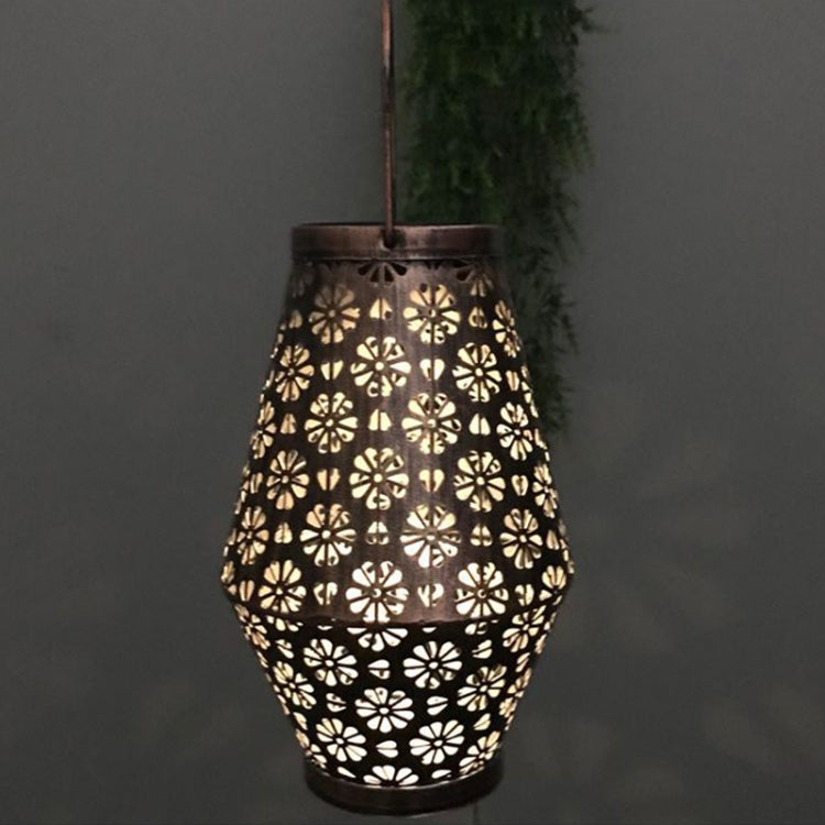 Outdoor Solar Wrought Iron Lantern Garden Decoration Light LED Pendant Lamp, Chrysanthemum Lantern