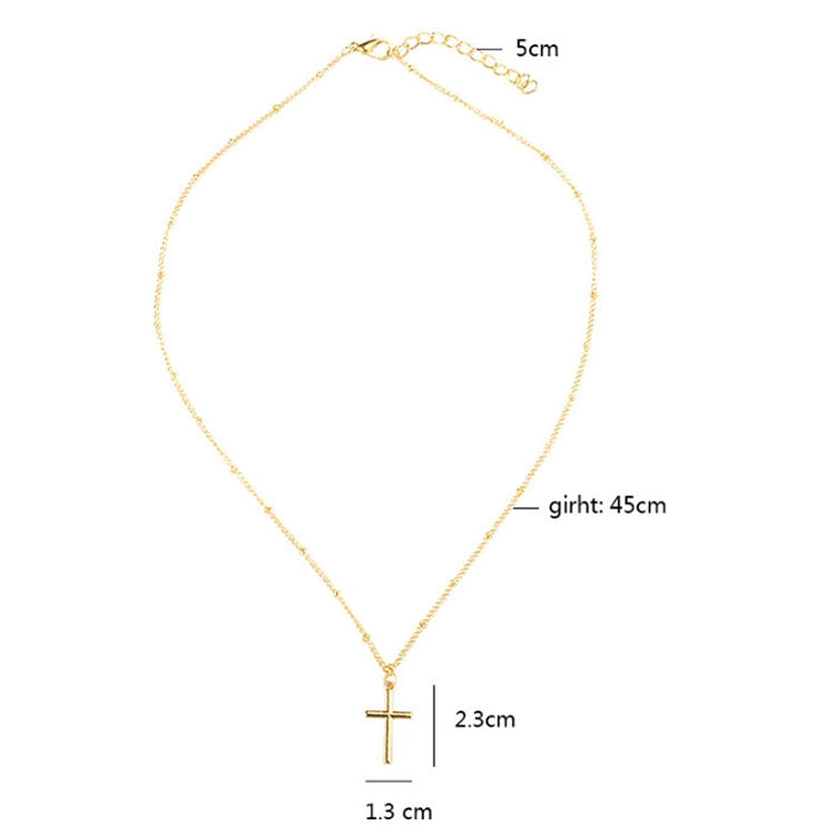 Women Fashion Bright Electroplating Cross Jewelry Necklace, Gold, Silver