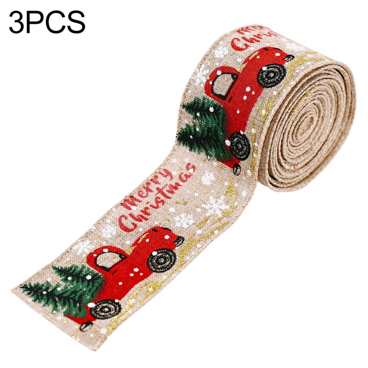 Christmas Decorations Car Printing Ribbon Christmas Tree Decoration Ribbon Colorful Bar, Red, Hemp Color, Grey